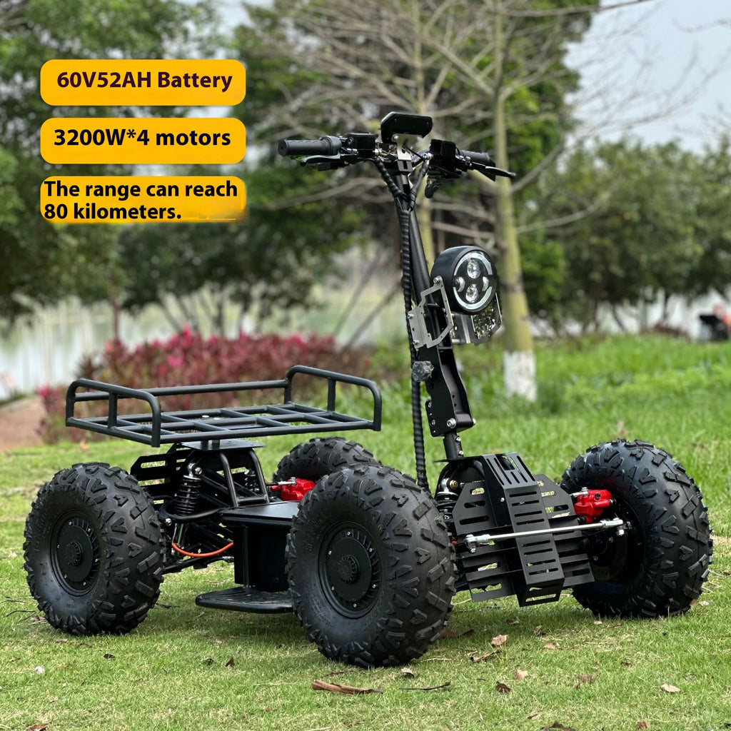 60V Off-Road Electric Four-Wheel Scooter Dual Drive Four-Wheel Drive Electric Vehicle Outdoor Hunting High-Speed Patrol Beach ATV